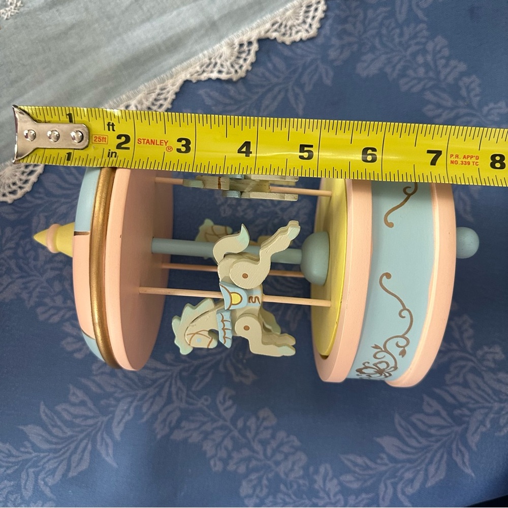 Whimsical Pastel Wood Carousel Decor - Picture 4 of 5